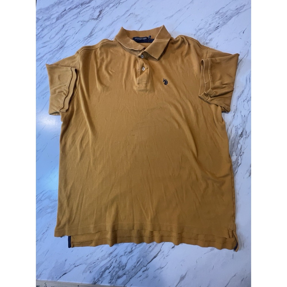 U.S. Polo Assn. Mens XLT Performance Polo Shirt Mustard Yellow Golf. Luxury Feel